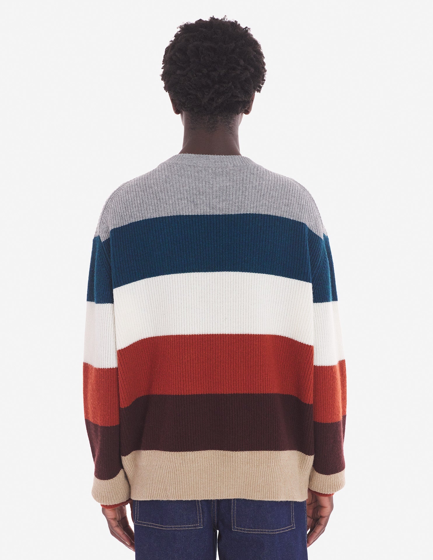 Fox ribbed jumper in wool and cashmere - White Stripes