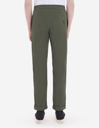 Straight-leg casual trousers with badge - Military Green