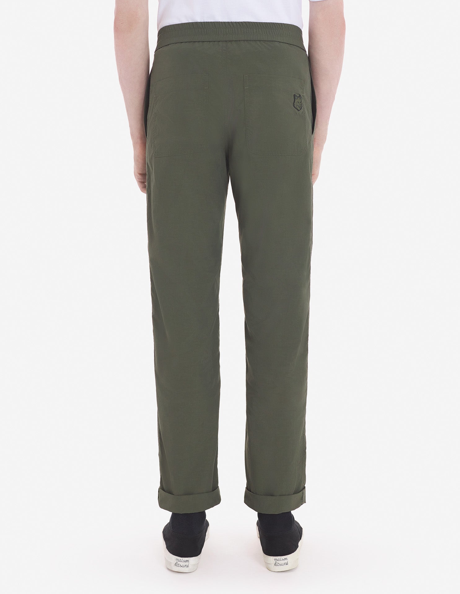 Straight-leg casual trousers with badge - Military Green