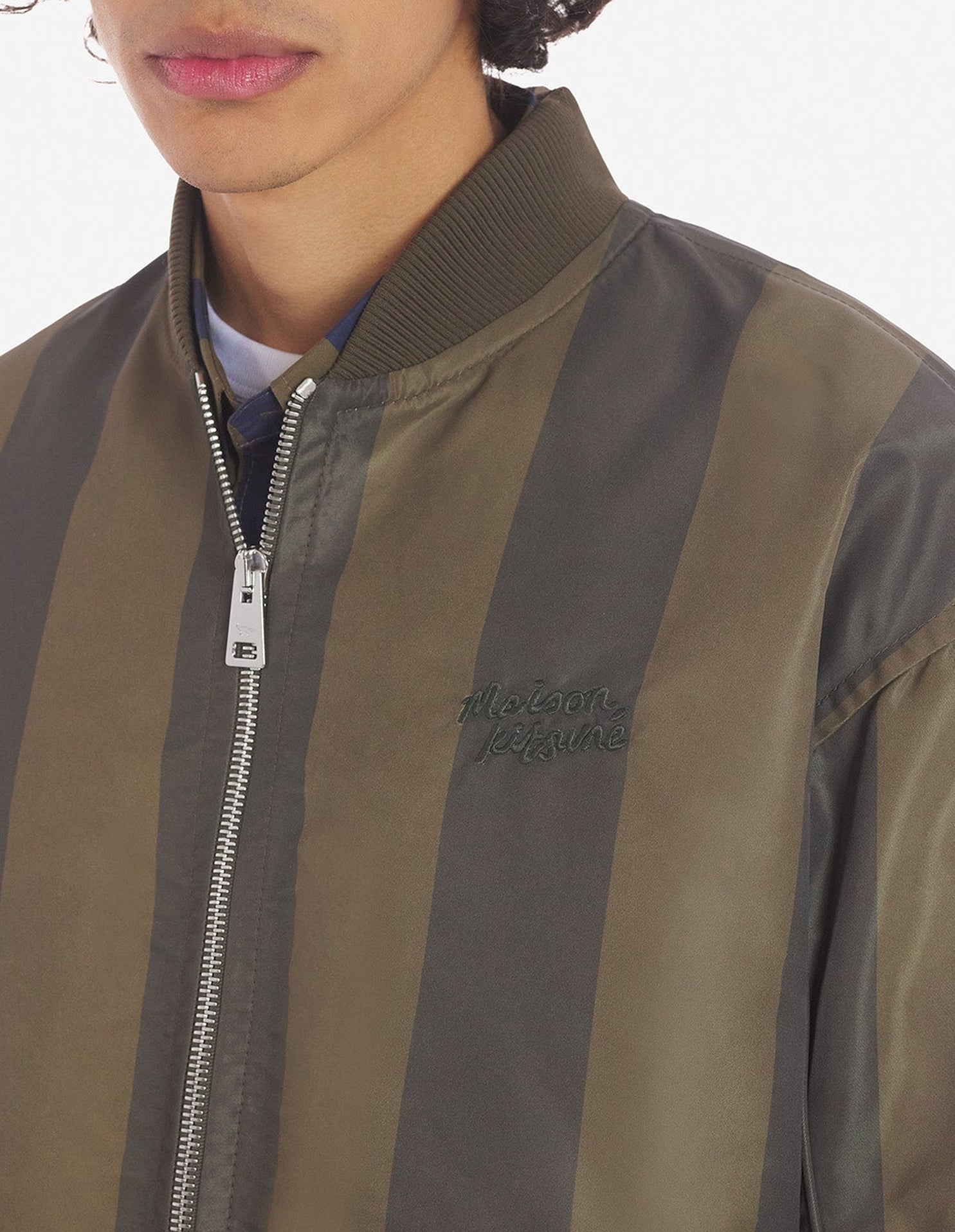 Tone-on-tone stripe bomber - Dark Khaki Stripes