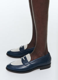 Mocassins bicolores en cuir - Marine