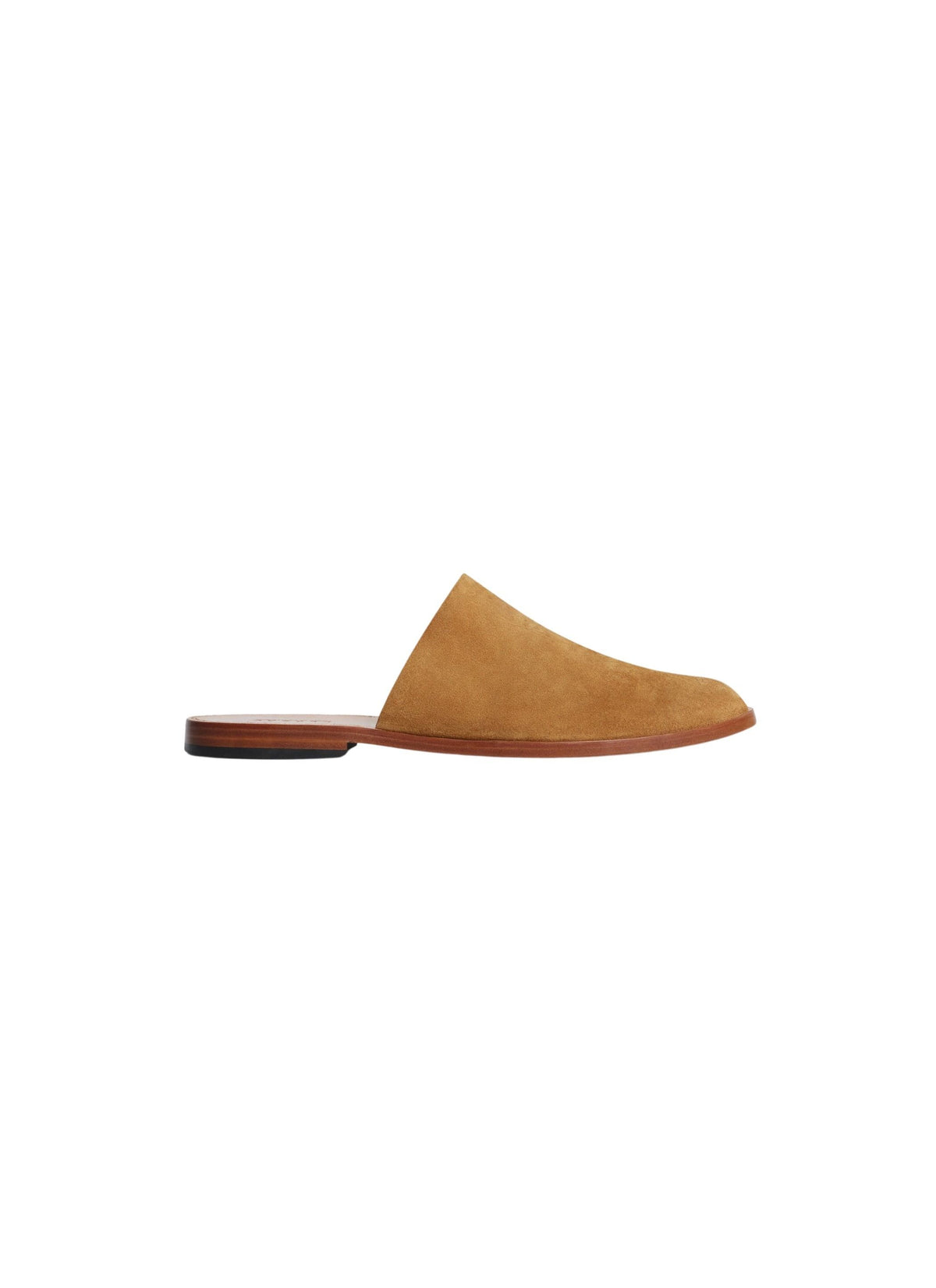 Round-toe suede mules - Camel