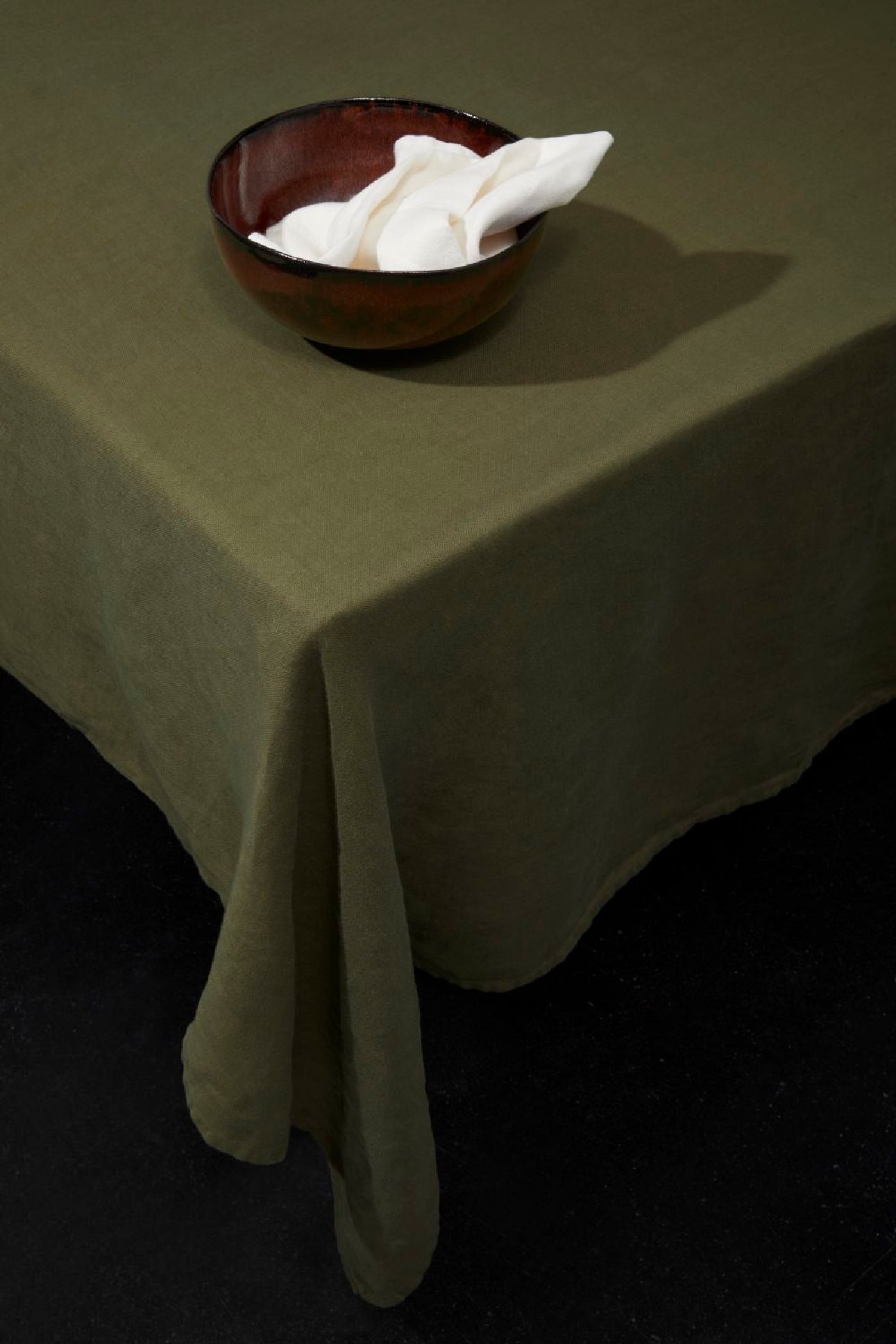 Nappe en satin de lin - Olive