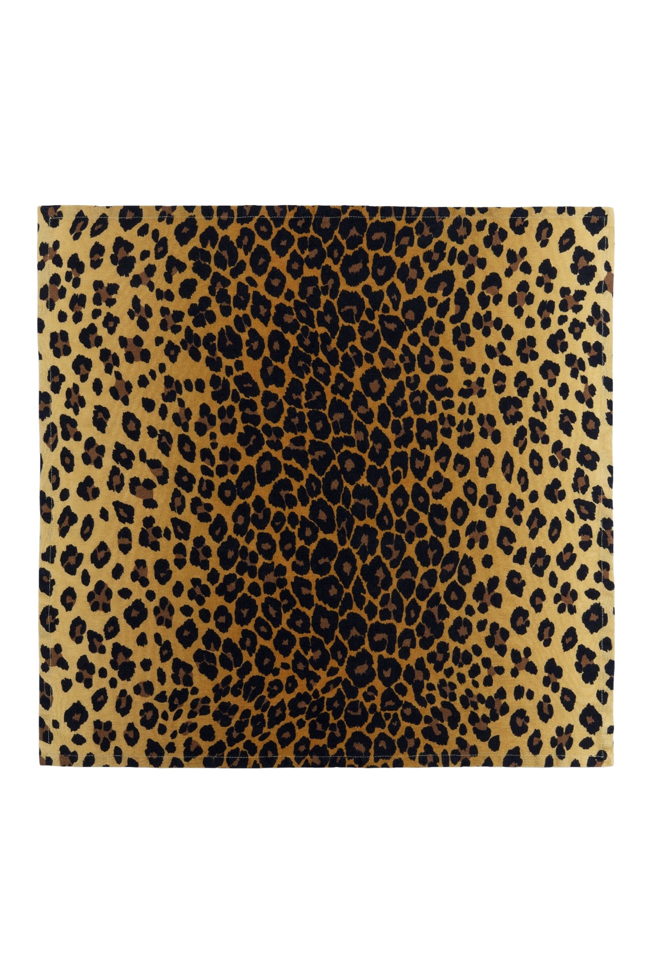 Set of 4 satin linen leopard print towels - Yellow