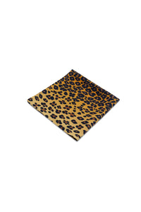 Lot de 4 serviettes en satin de lin imprimé léopard - Yellow