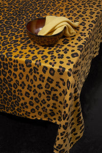 Nappe en satin de lin imprimé léopard - Yellow