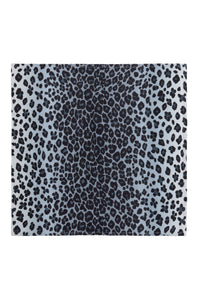 Set of 4 Leopard Print Linen Napkins - Blue