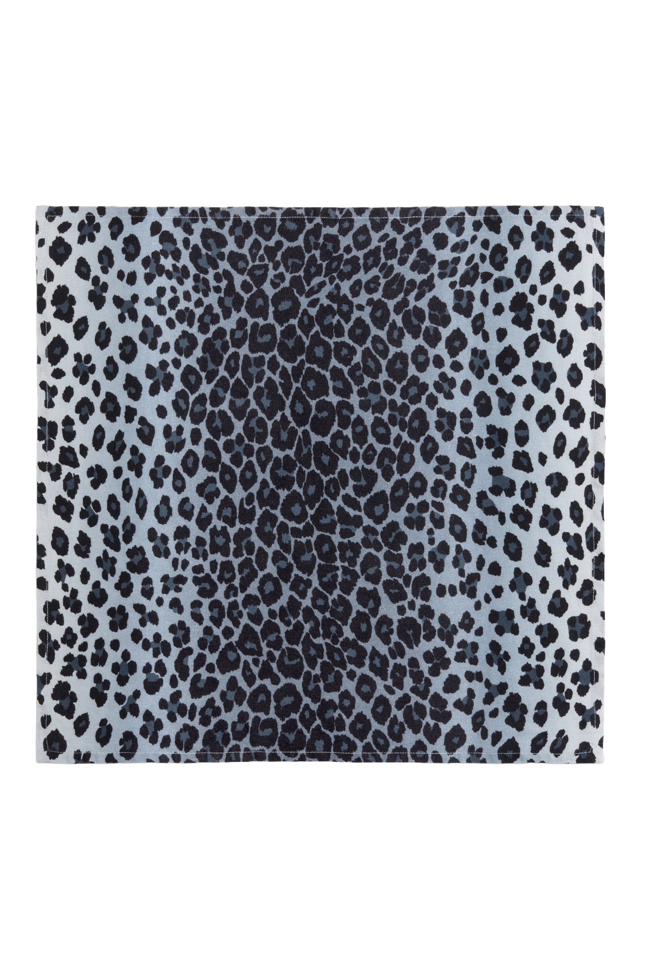 Set of 4 Leopard Print Linen Napkins - Blue