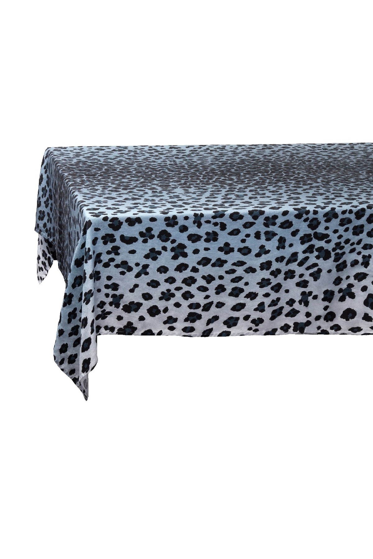 LINEN SATEEN TABLECLOTH LEOPARD-BLUE-MEDIUM