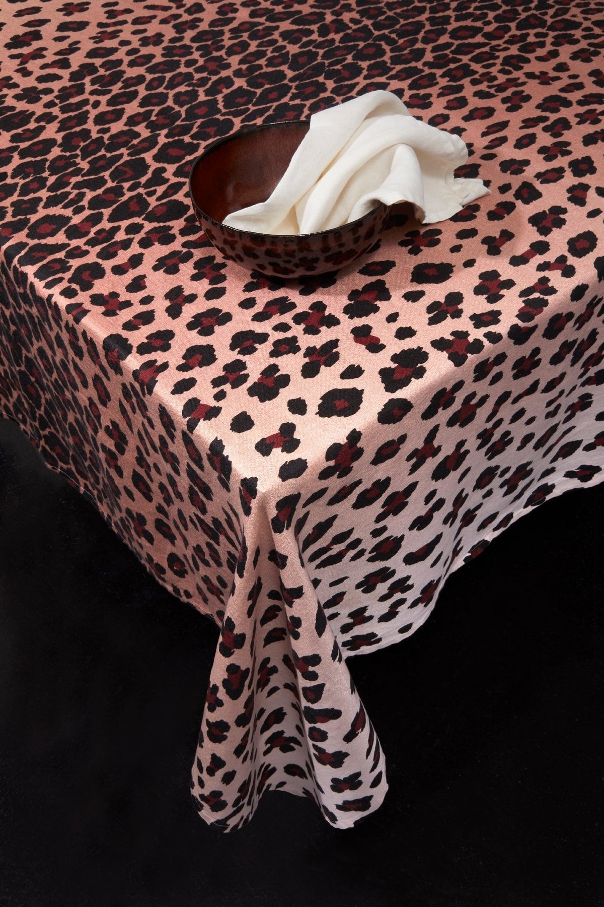 Nappe Léopard en lin - Rose