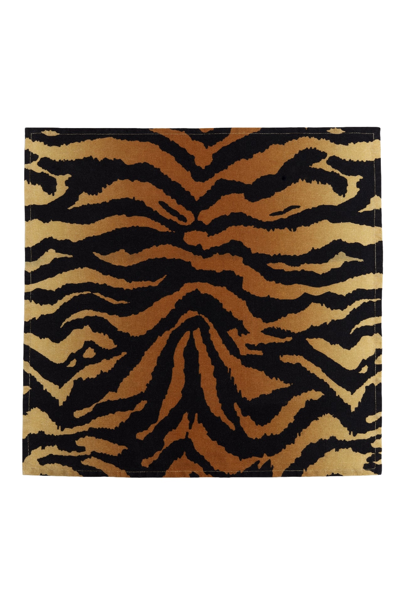 Set of 4 tiger print satin linen napkins - Orange