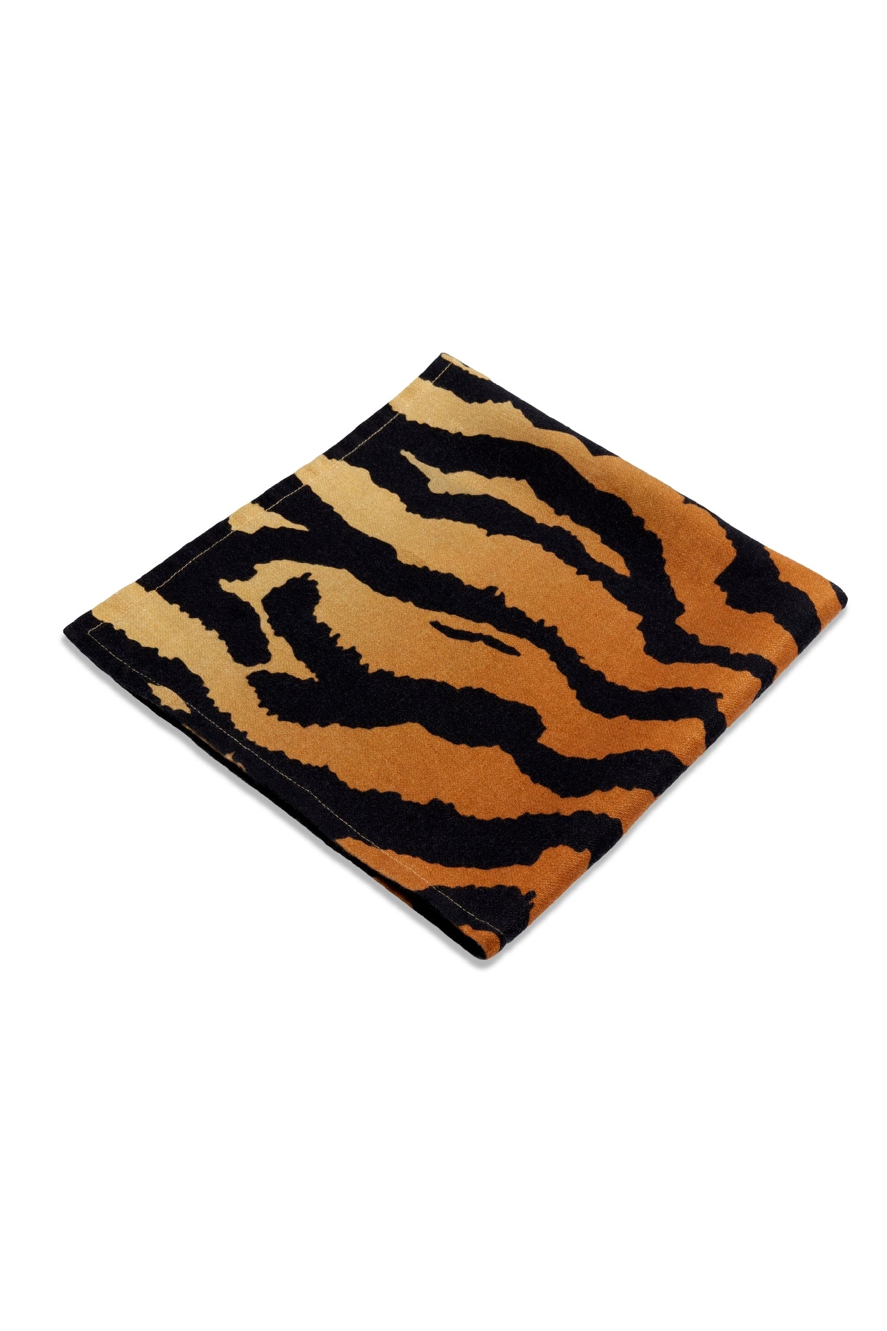 Lot de 4 serviettes en satin de lin imprimé tigre - Orange
