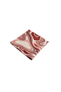 Lot de 4 serviettes en satin de lin imprimé vagues - Red & Pink