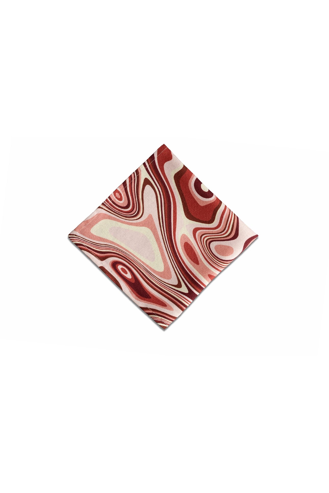 Lot de 4 serviettes en satin de lin imprimé vagues - Red & Pink