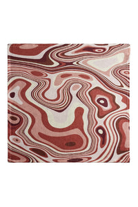 Set of 4 Satin Linen Wave Print Napkins - Red & Pink