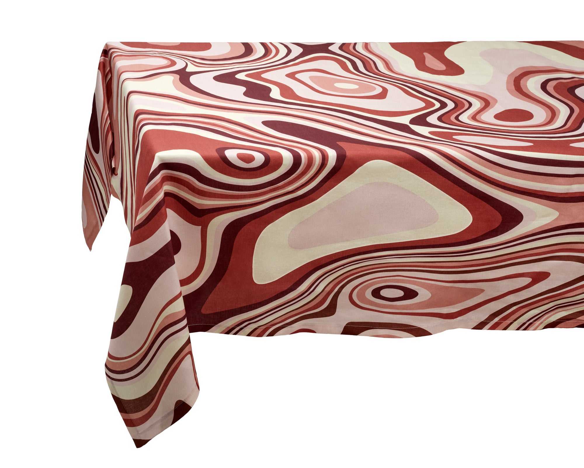 Nappe Waves en lin - Rouge & Rose