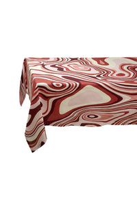 Nappe Waves en lin - Rouge & Rose