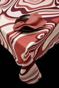 Nappe en satin de lin imprimé vagues - Red & Pink