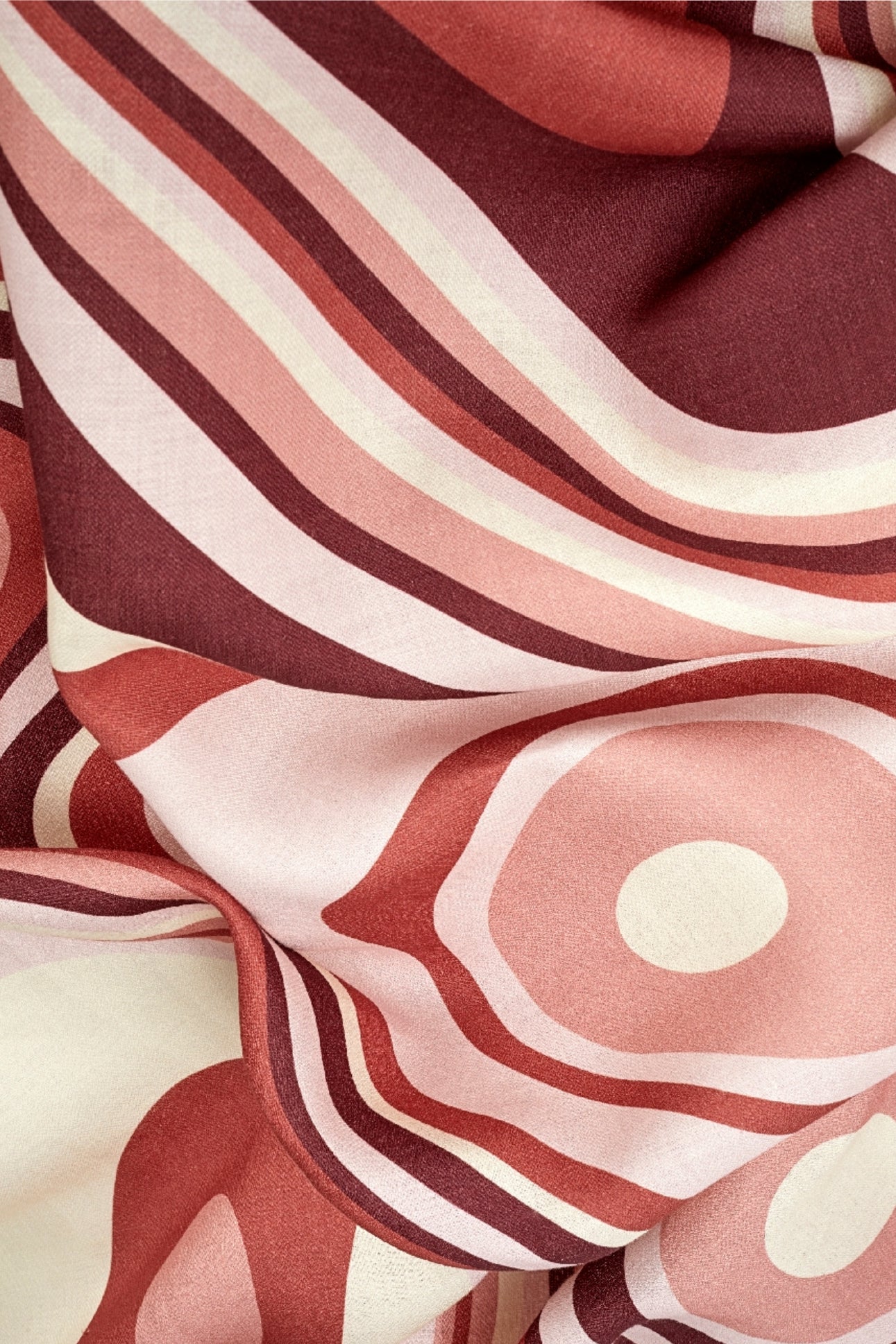 Nappe en satin de lin imprimé vagues - Red & Pink