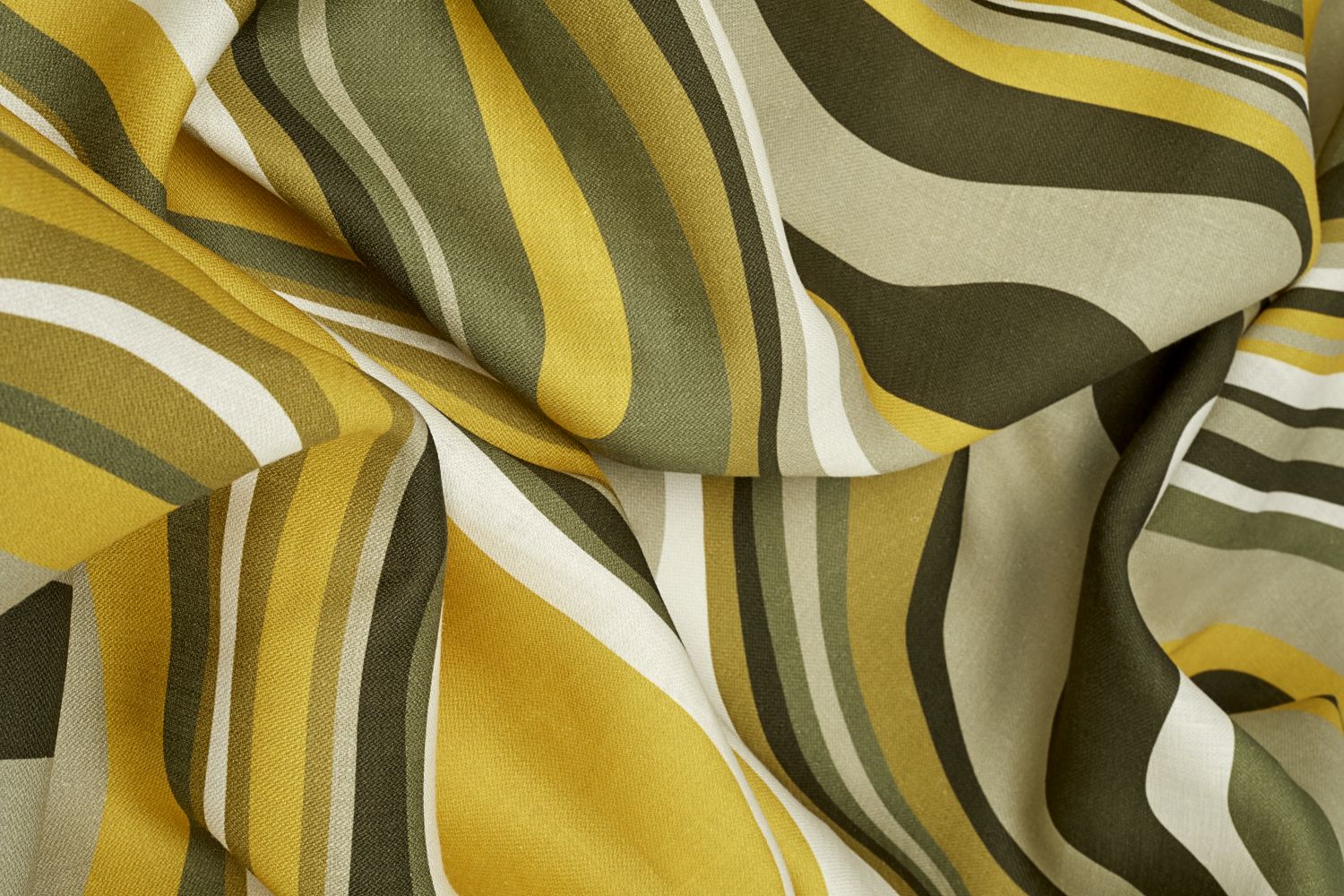 Nappe Vagues en lin - Green & Yellow
