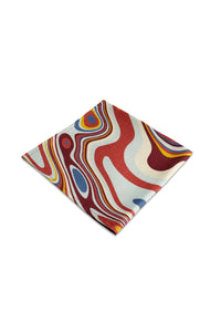 Coffret de 4 serviettes Waves en lin - Rouge & Jaune