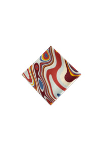 Lot de 4 serviettes en satin de lin imprimé vagues - Red & Yellow