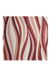 Set of 4 landscape printed linen satin napkins - Red & Pink