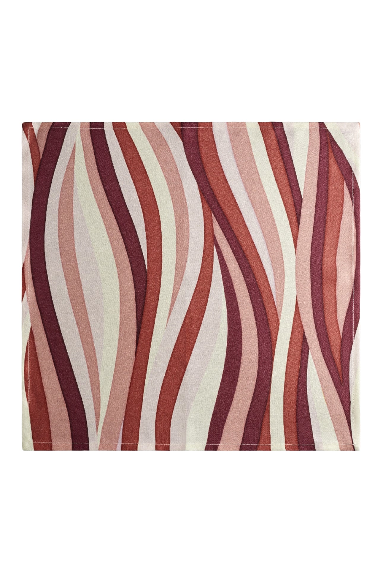 Set of 4 landscape printed linen satin napkins - Red & Pink