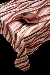 Nappe Landscape en lin - Rouge & Rose