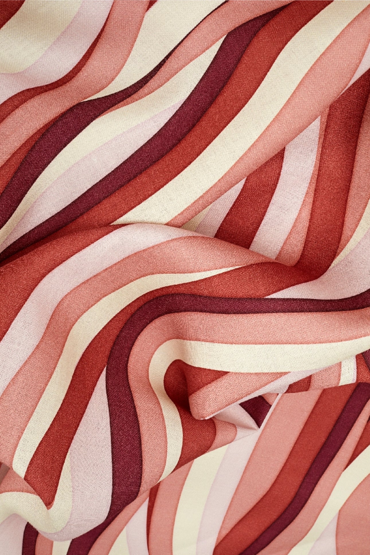 Nappe en satin de lin imprimé paysage - Red & Pink