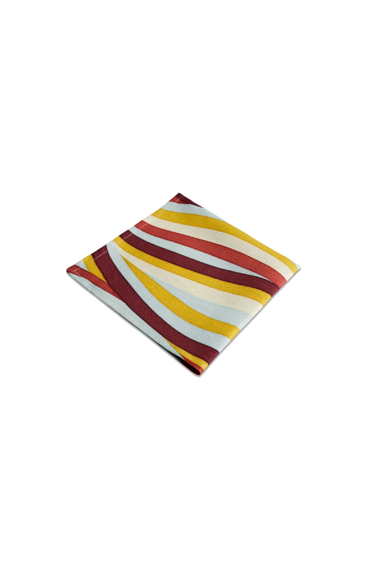 Lot de 4 serviettes en satin de lin imprimé paysage - Yellow & Red