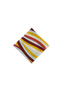 Lot de 4 serviettes en satin de lin imprimé paysage - Yellow & Red