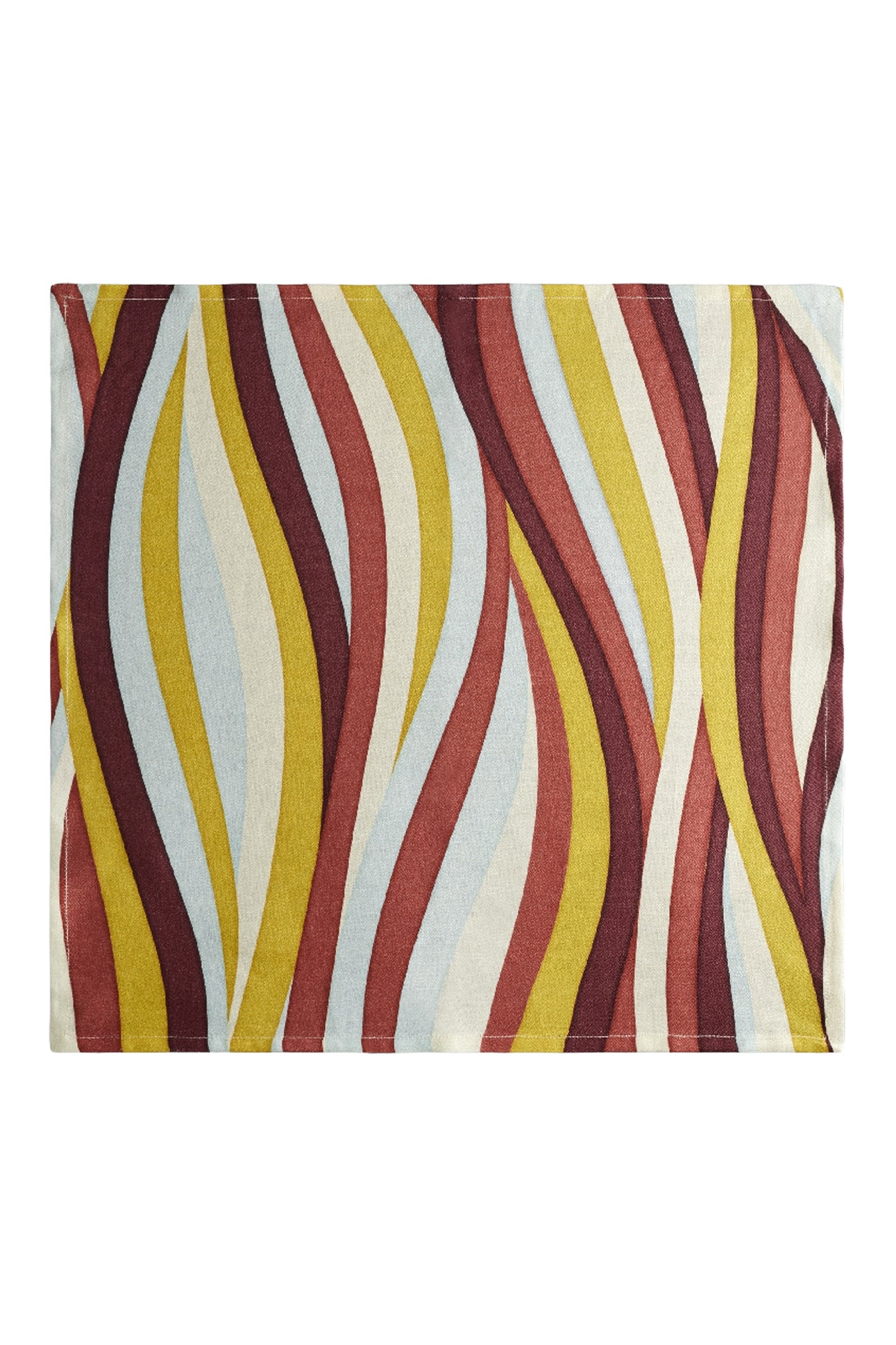 Set of 4 landscape printed linen satin napkins - Yellow & Red