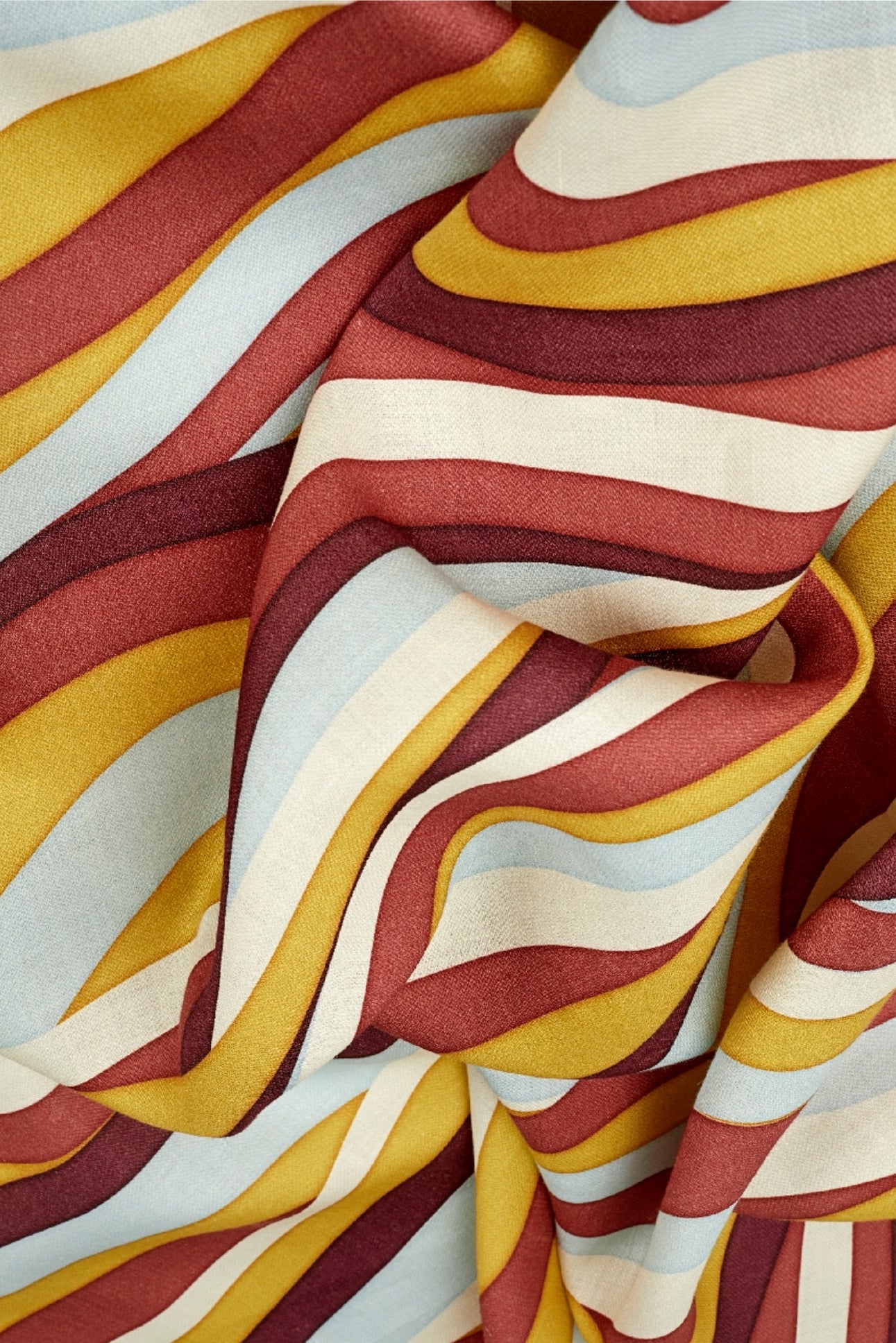 Nappe en satin de lin imprimé paysage - Yellow & Red