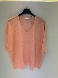 Top oversize col v - Rose Moyen