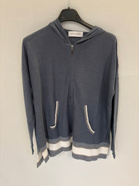 Cardigan zippe a capuche - Bleu Moyen