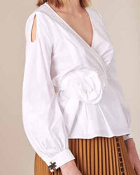 Blouse Lola cache-cœur - Blanc