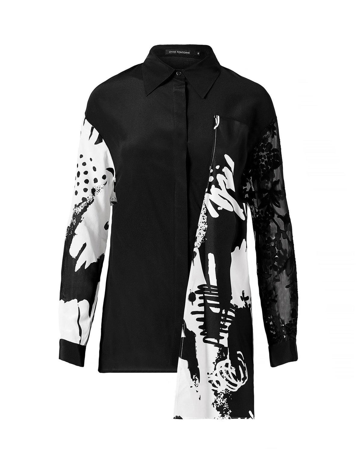 Chemise London en soie - Black & White