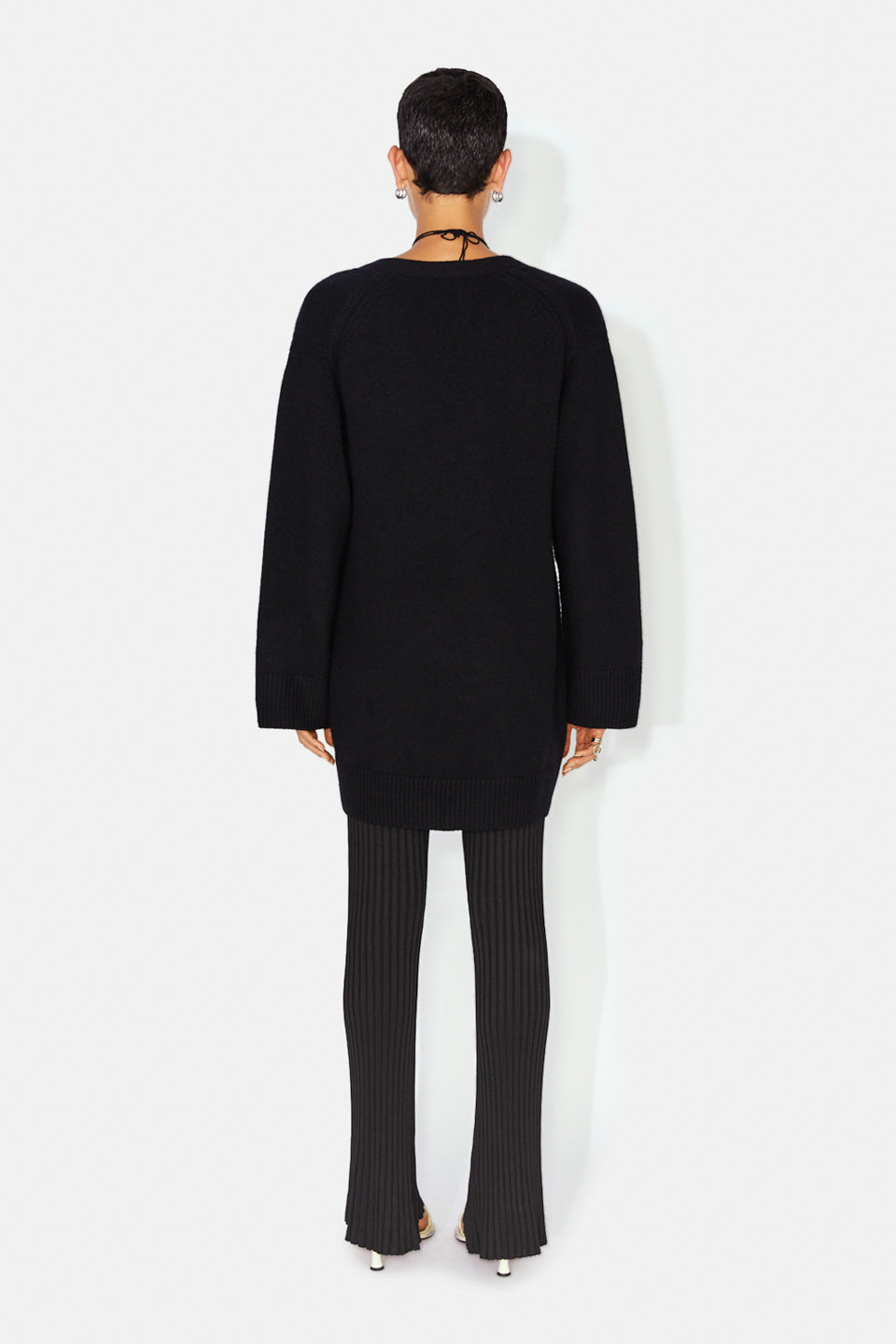 Long Pearl Cardigan - Black