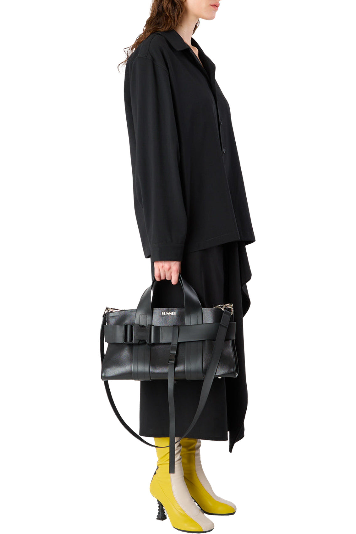 Small parallelepiped canvas messenger bag - Charcoal