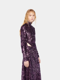 Mock neck sequin top