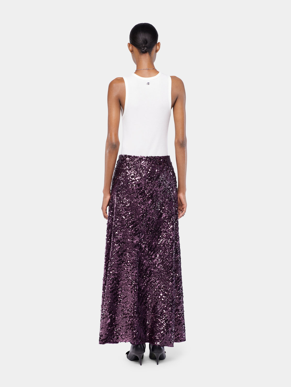 Long skirt in jersey with sequin details