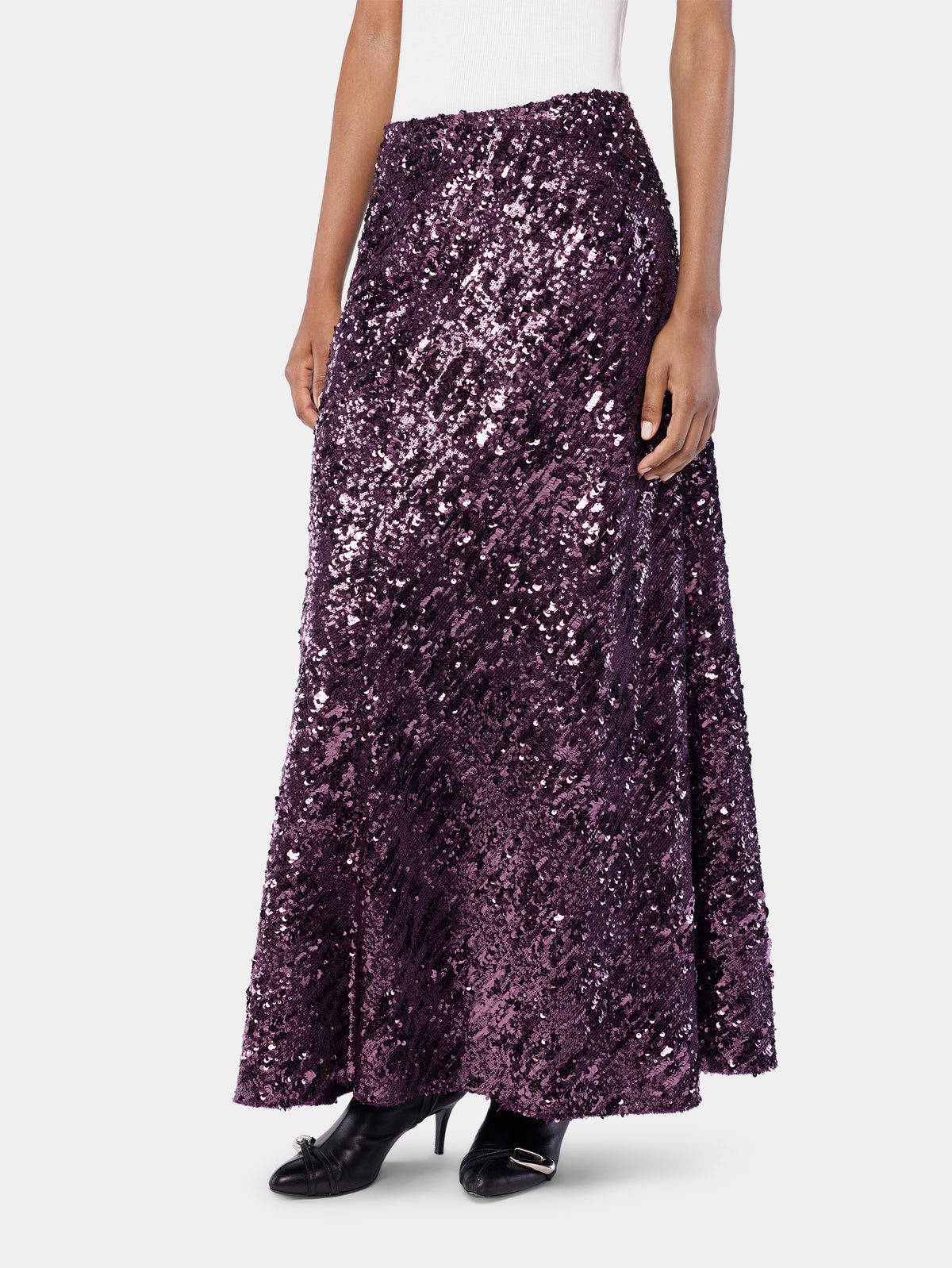 Long skirt in jersey with sequin details
