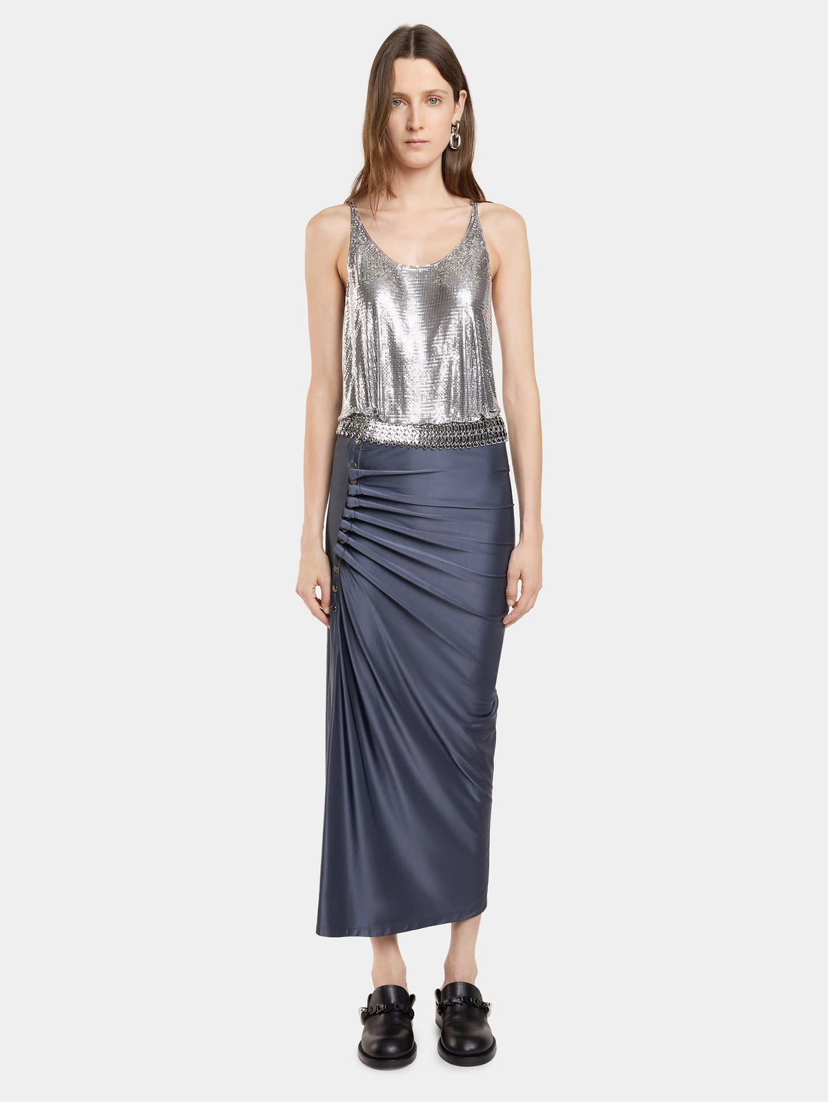 GREY MIDI SKIRT IN JERSEY