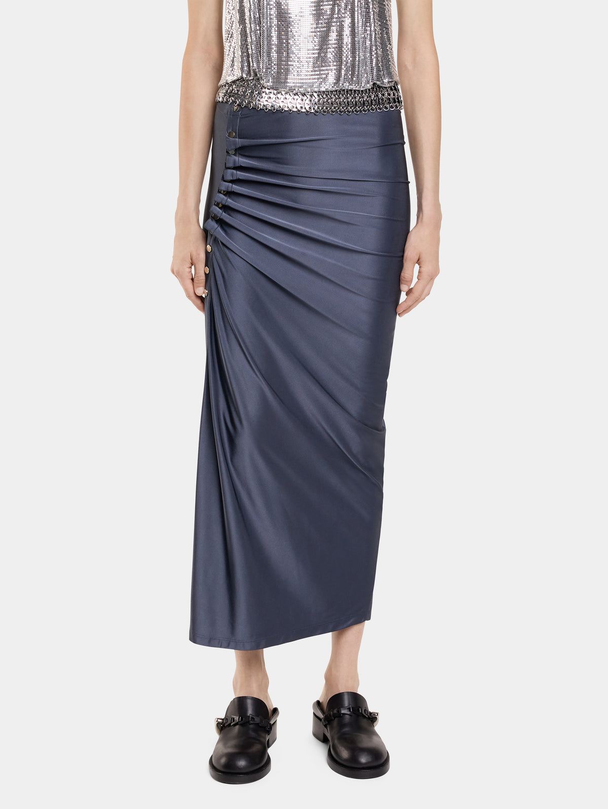 GREY MIDI SKIRT IN JERSEY