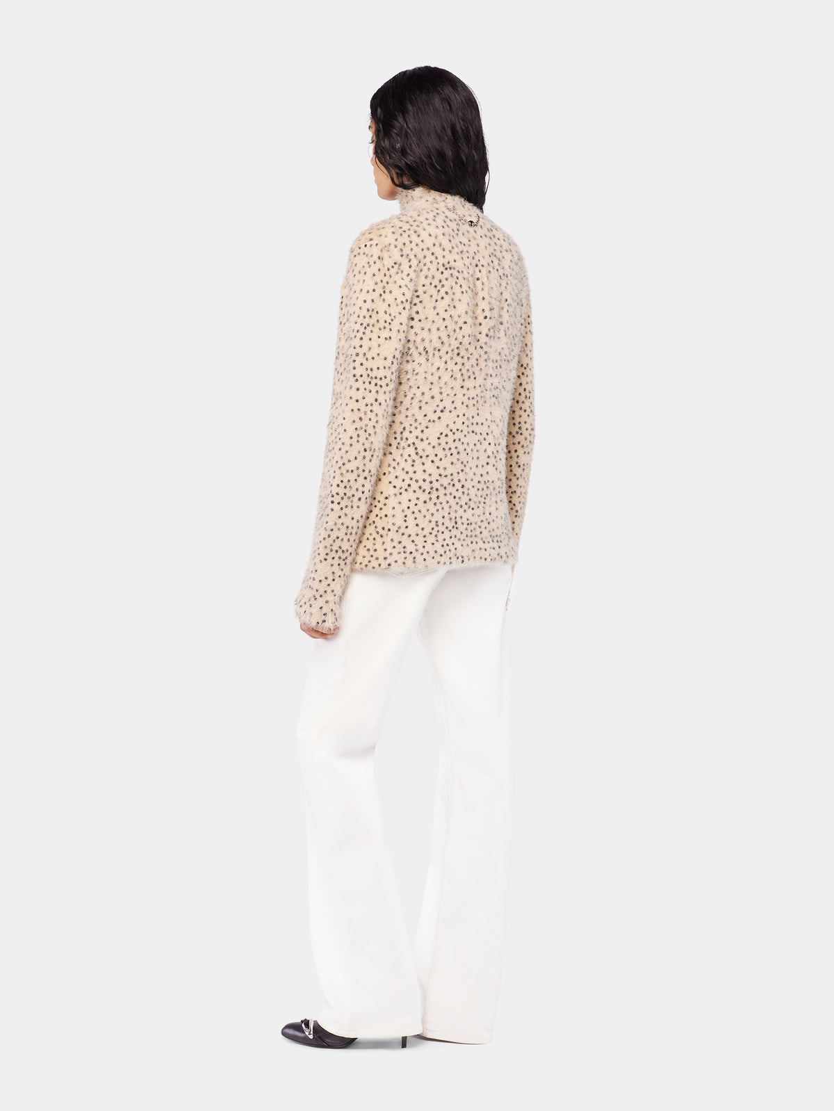 Turtleneck sleeveless top in brushed knit