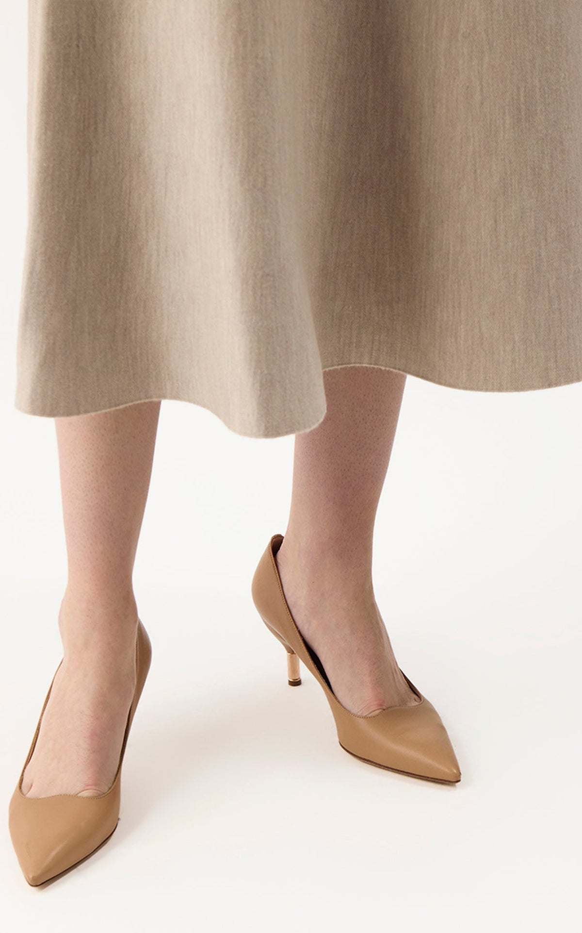 Dark Camel / Escarpins Sofia 70 en cuir - Dark Camel