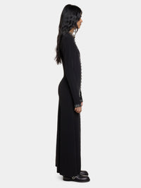 EMBELLISHED LONG DRESS IN SATIN CREPE