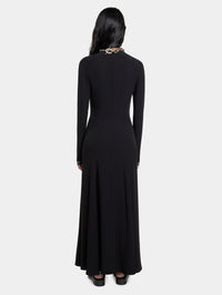 EMBELLISHED LONG DRESS IN SATIN CREPE