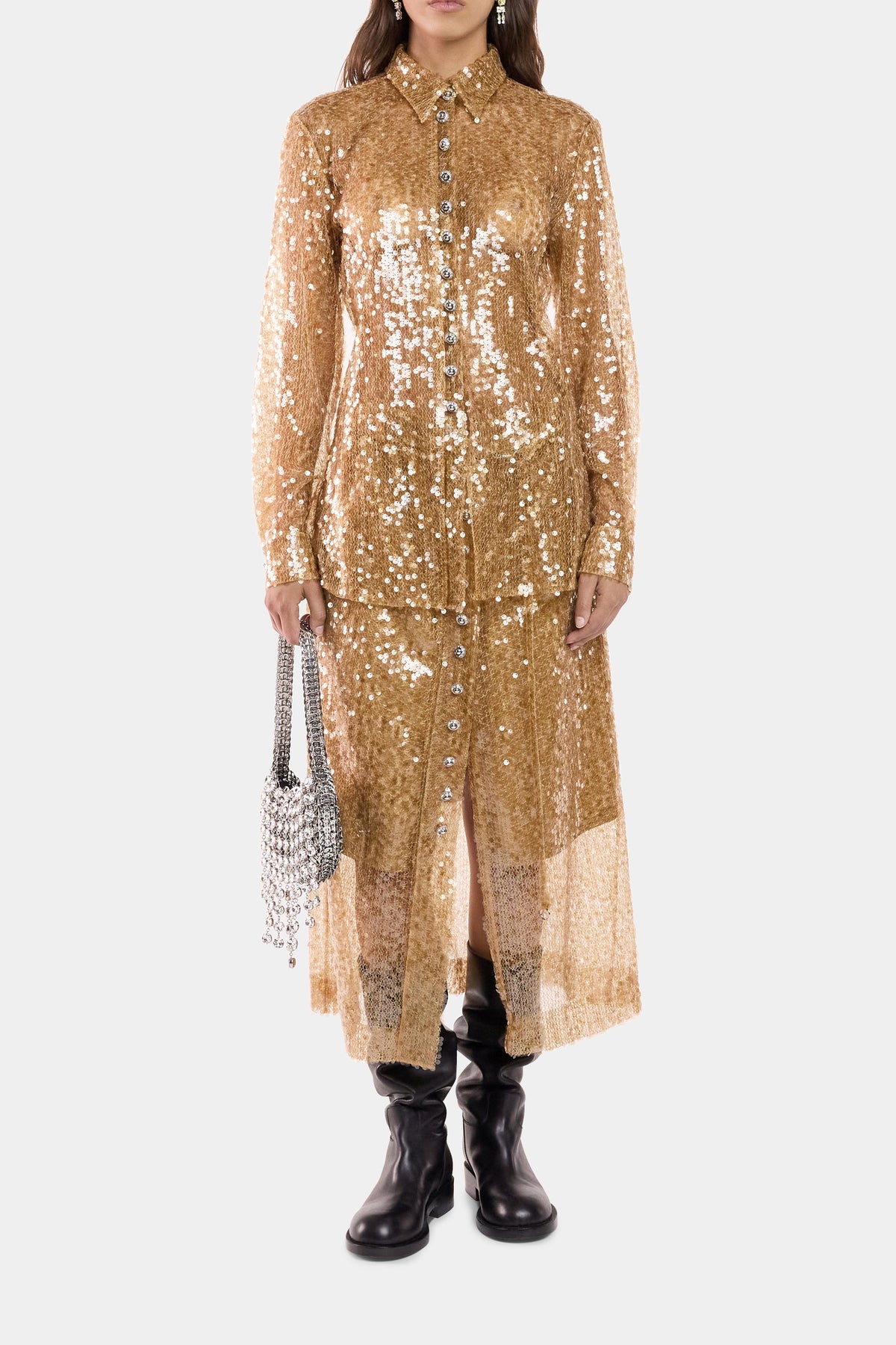 Chemise manches longues à paillettes  - Amber